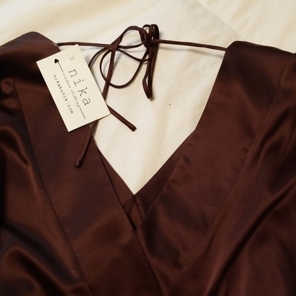 BCBG Silk Kimono Dress Brown XXS - Picture 2 of 5